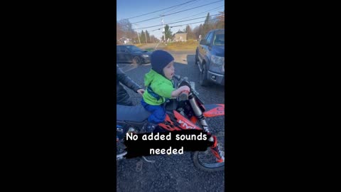 Adventurous toddler already knows he wants to ride a dirt bik