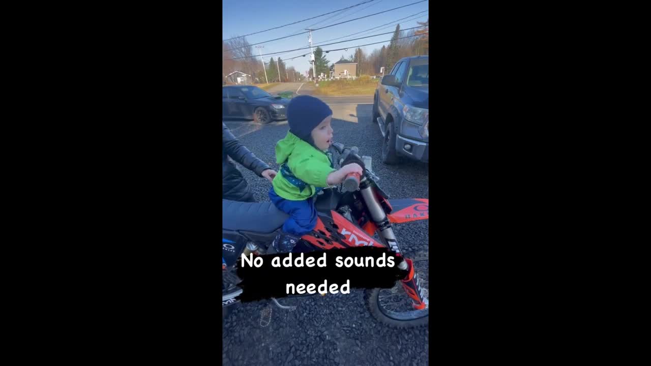 Adventurous toddler already knows he wants to ride a dirt bik