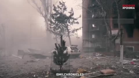 Russian Tank hits a Mine - Mariupol