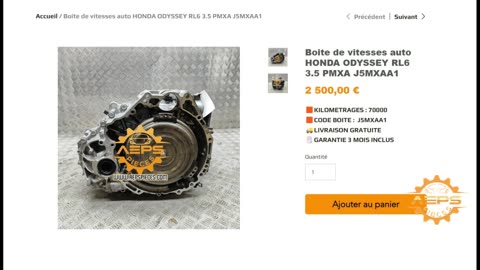 AEPSPIECES.COM - Boite de vitesses auto HONDA ODYSSEY RL6 3.5 PMXA J5MXAA1