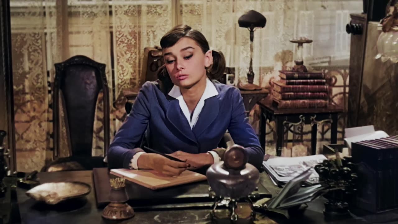 Audrey Hepburn Love in the Afternoon 1957 scene 2 remastered 4k