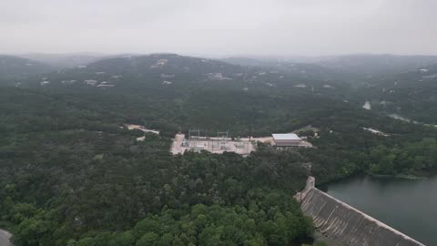 Lake Austin, Tom Miller Dam, and the hills of west Austin Texas.