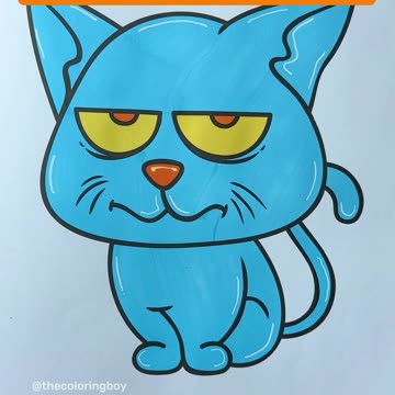 🐱💙Watch me color this enchanting blue Halloween cat from my "Halloween Vibes" coloring book! 🎃✨