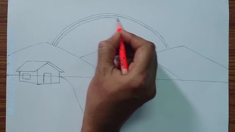How to draw a beautiful rainbow scenery