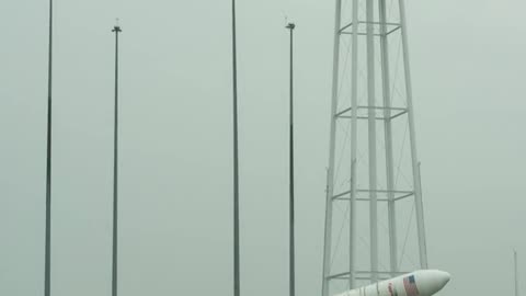 Antares Rocket raised on launch pad