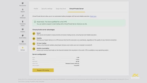 How to apply for Exness VPS