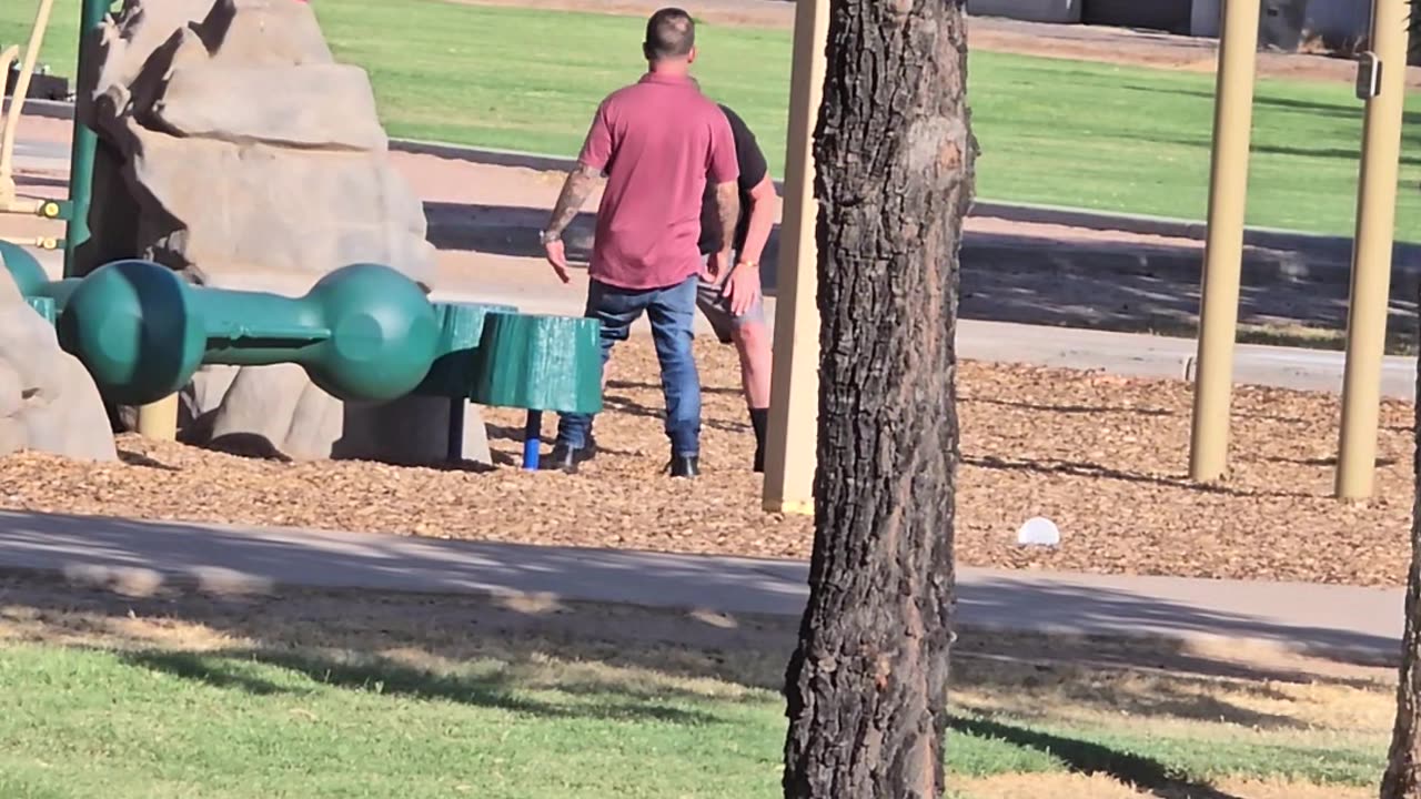 Ballsy Business Transaction In Public Park