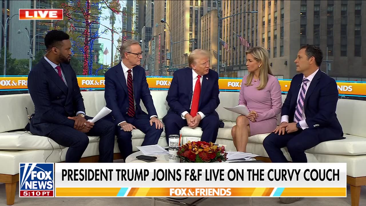 Trump roasts Harris, Dems with Schumer next to him 'He likes me'