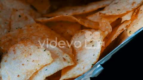 Potato chips close up view on a table