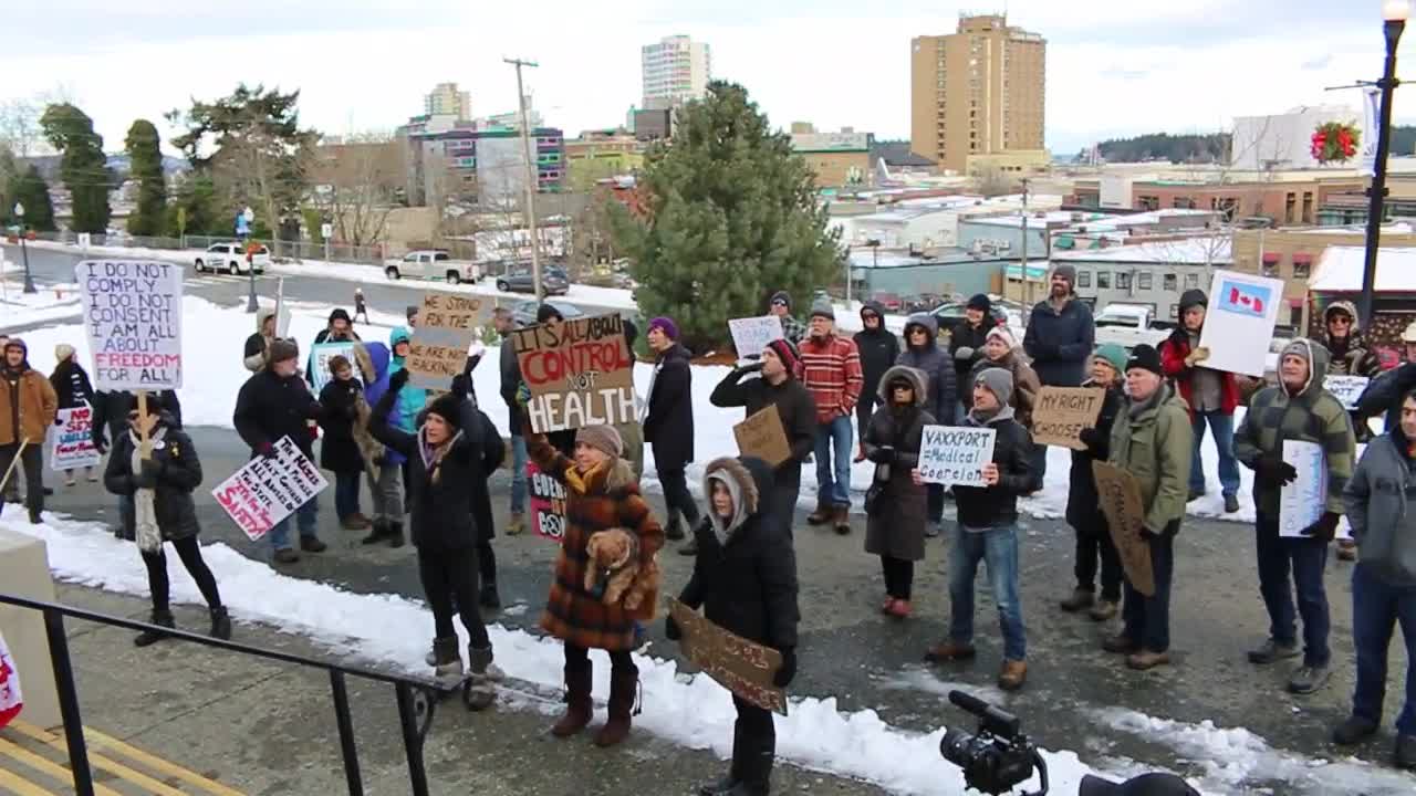 Jan 7th Demonstration. Nanaimo BC Canada, City Hall.