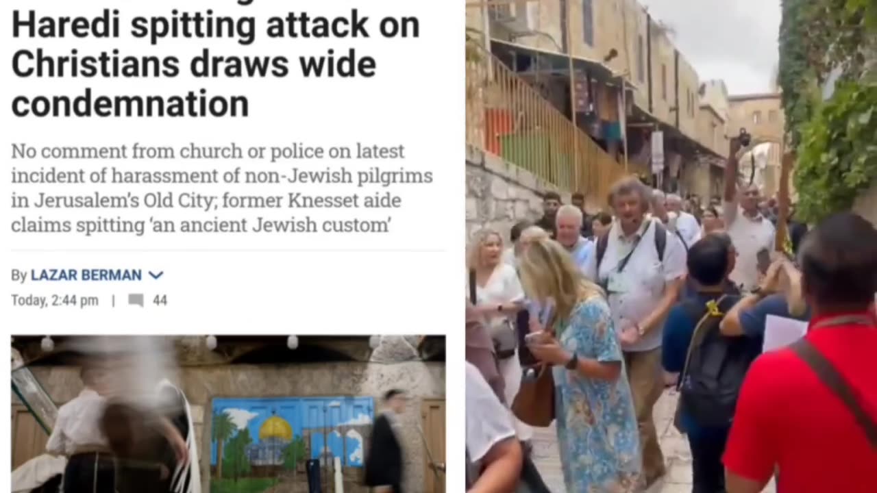 Orthodox Jews showing their dislike for and spitting on Christians...