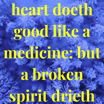 A merry heart doeth good like a medicine: but a broken spirit drieth the bones.