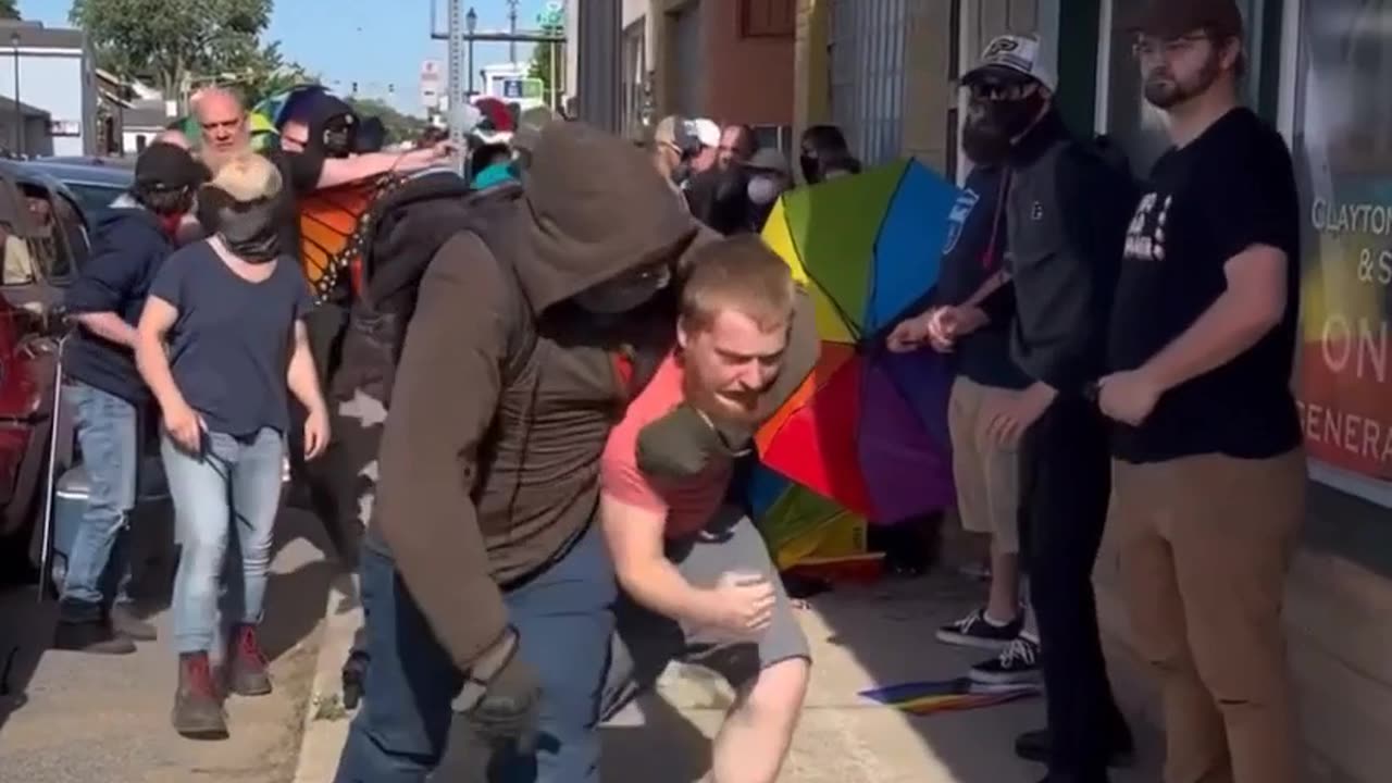 LGBTQ activist beats up teen whose father was bloodied by activists at an Indiana drag show for kids