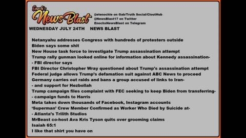 Wednesday, July 24, 2024 News Blast