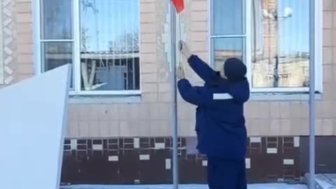 The flags of the Lugansk People's Republic are flying over important infrastructure facilities in