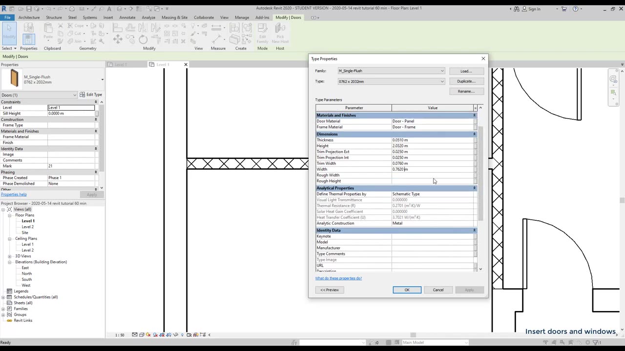 Revit - Complete Tutorial for Beginners - Learn to use Revit in 60 minutes - Part 2