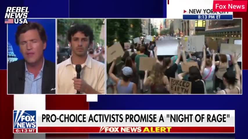 Rebel News reporter Jeremy Loffredo joins Tucker Carlson live from NYC Roe v. Wade protests