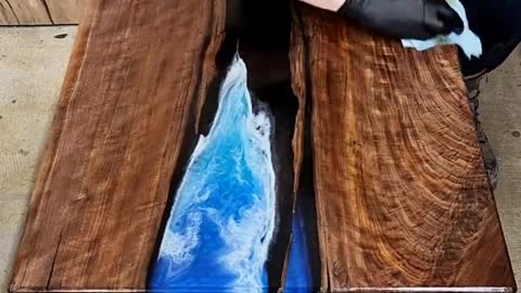 Ocean Side Table 🌊 #ocean #diy #epoxy #satisfying Link In Bio To Order Yours 👆