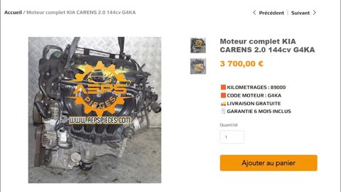 Moteur complet KIA CARENS 2.0 144cv G4KA