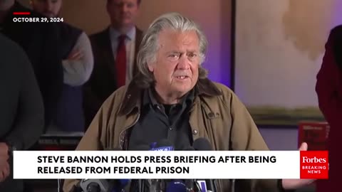 Steve Bannon Holds Press Briefing After Release From Prison