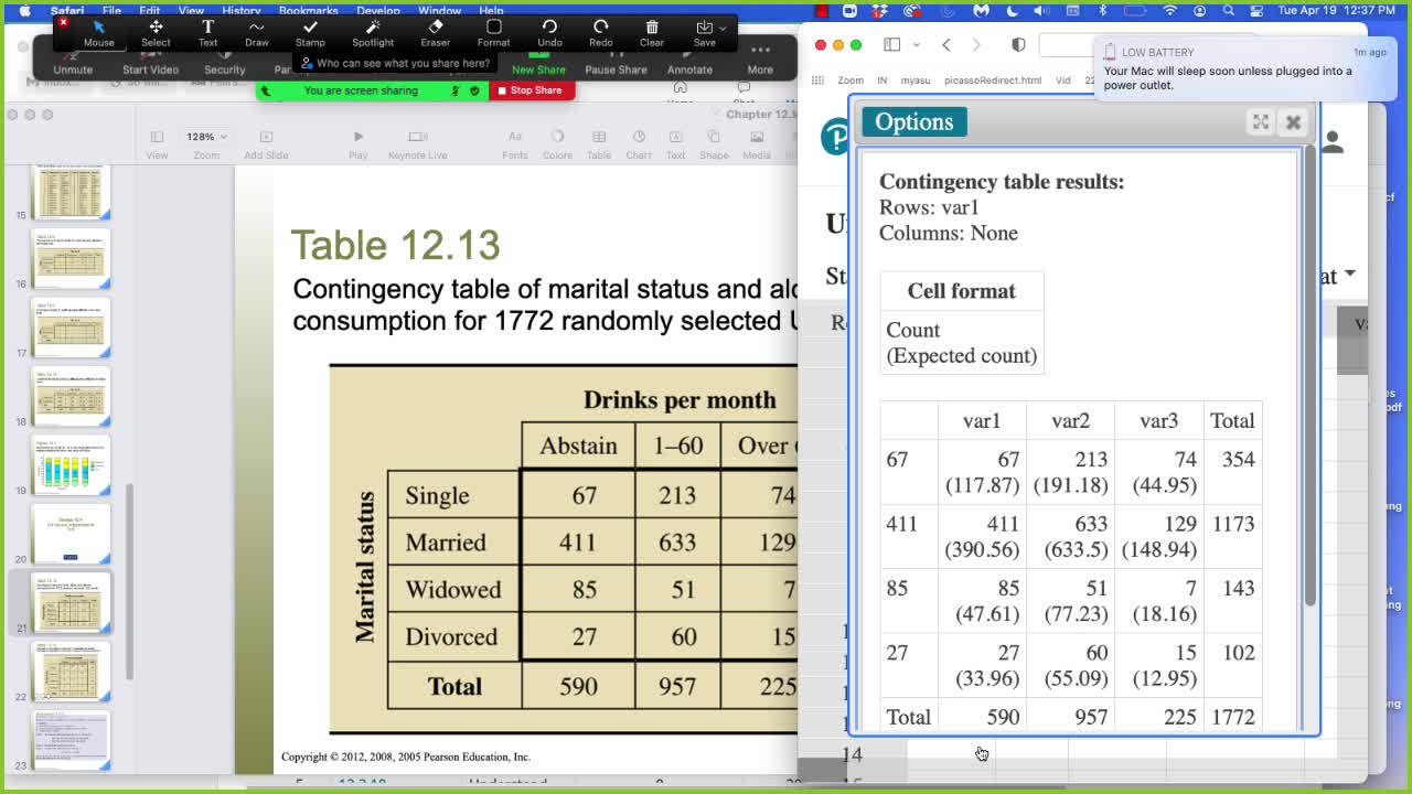 STP 226 Tu Apr 19: Chi Square Test for Independence