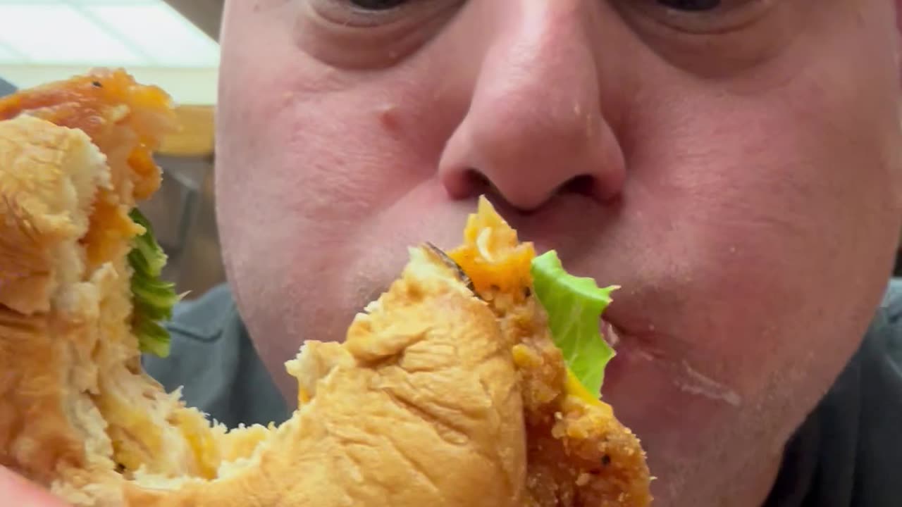 Gorilla bite! Ape chomp! Of Apefather! Crispy Chicken Sandwich at Wendy’s! OH!