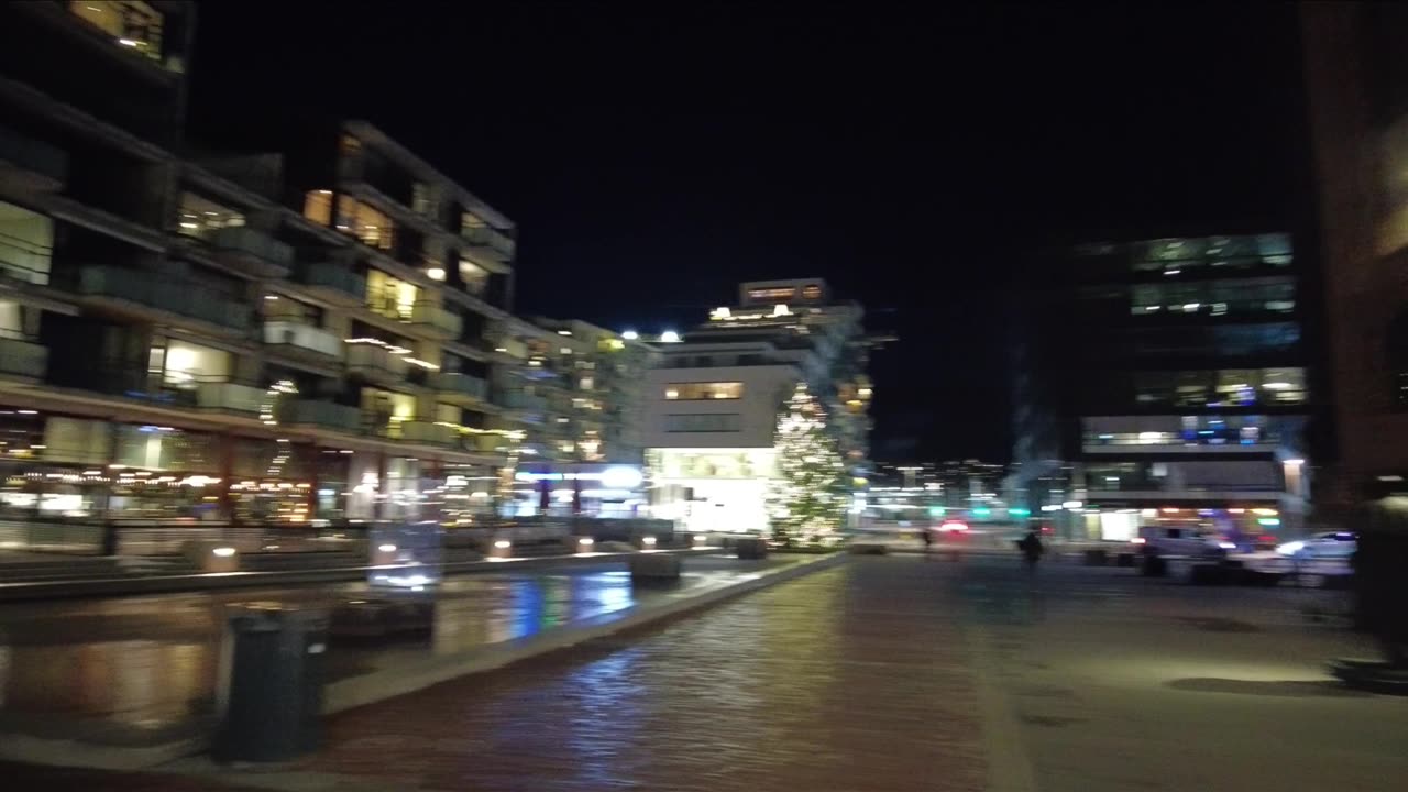 DECORATIVE STREET LIGHTS IN WINTER #NORWAY #DRAMMEN - FUN TO WALK - 4K