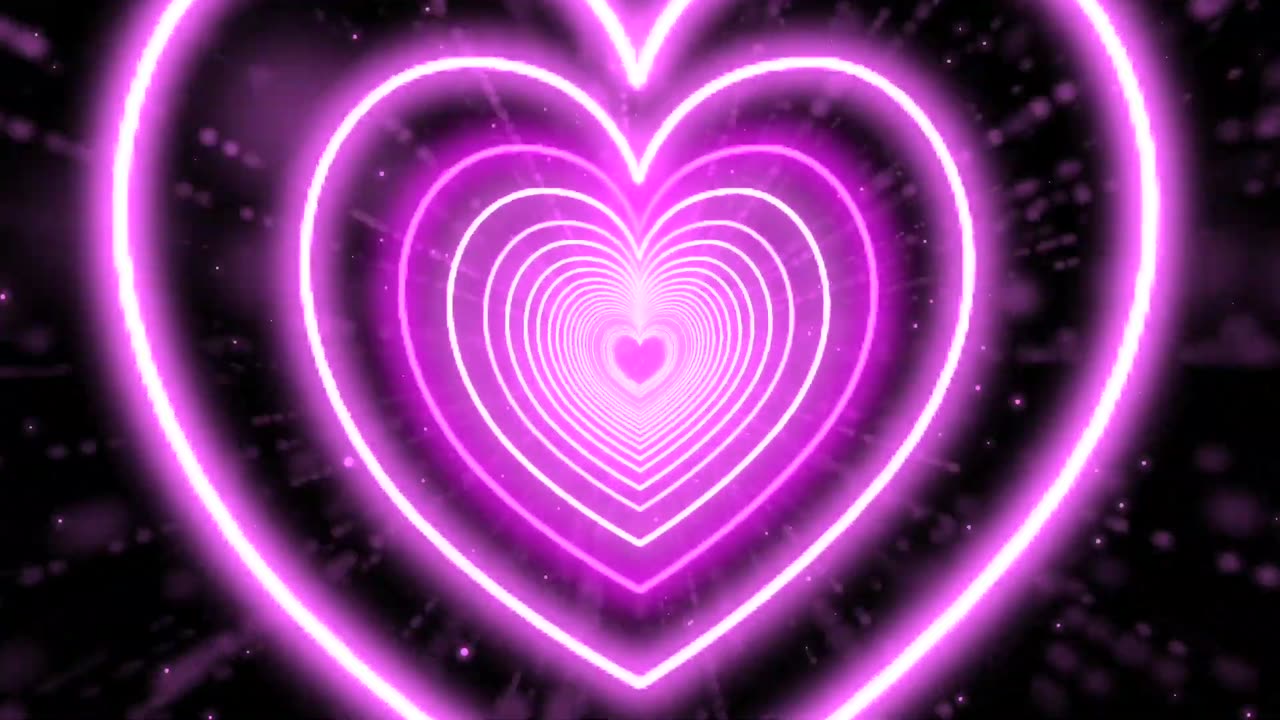 720. Neon Heart Tunnel Bg Animation Beautiful💖Pink Heart