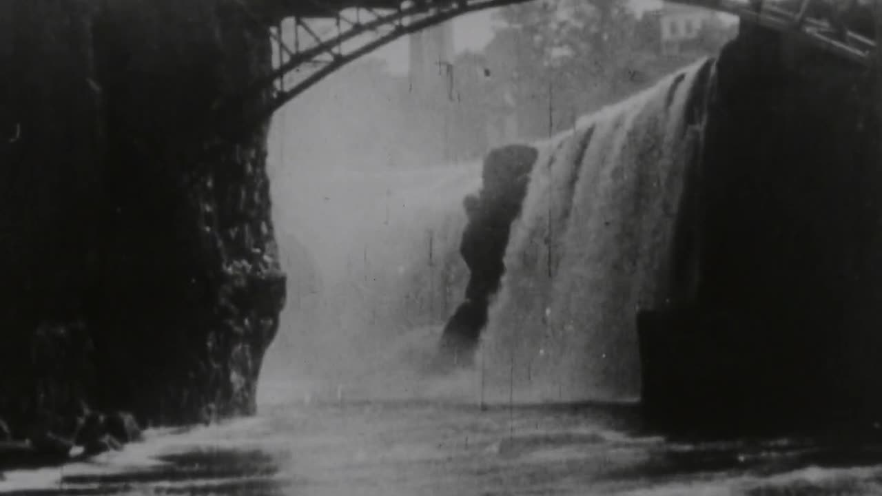 Passaic Falls, Paterson Falls (1896 Original Black & White Film)