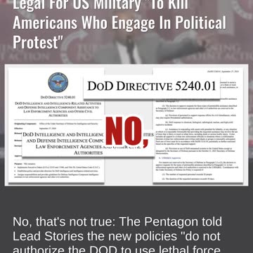 Fact Check: Pentagon Directive 5240.01 Does NOT Make Killing American Protesters Legal For Military
