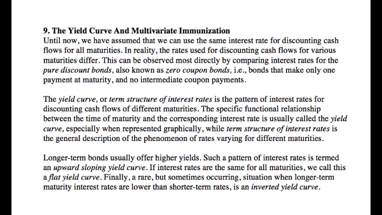 Lecture for July 23, 2022: Yield curve and multivariate immunization