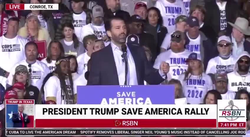 Don Jr Speech at Conroe TX rally - Jan 29, 2022