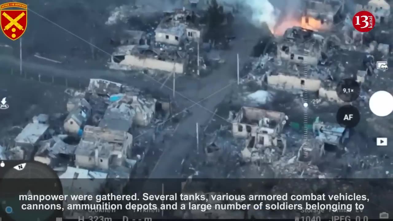 The area where Russians gathered large number of equipment and manpower for new attack was SHELLED
