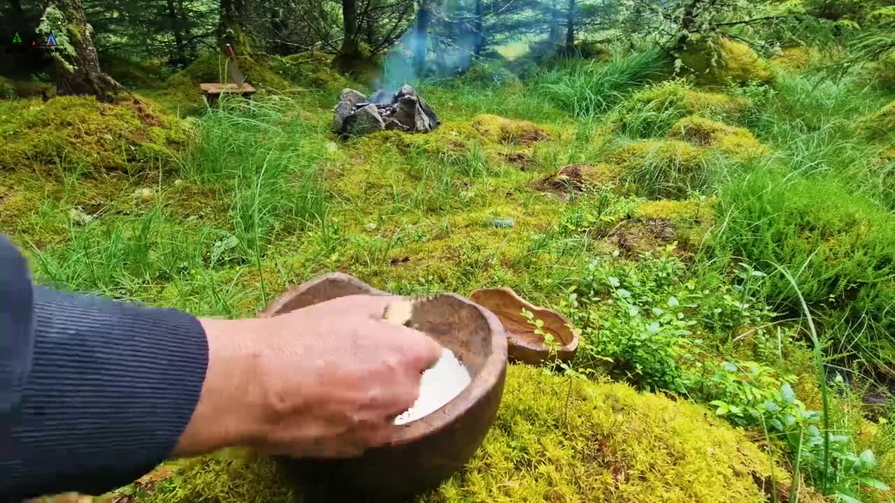 Crispy Pork Belly Burger with caramelized onion cooked over fire ASMR Cooking