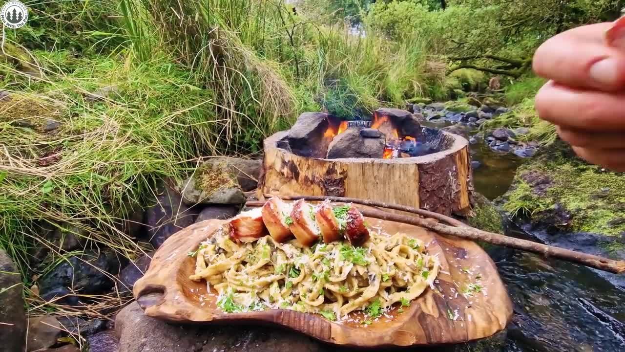 For Pasta FANS ONLY, Chicken alfredo ASMR cooking(4K Relaxing sounds, Nature)