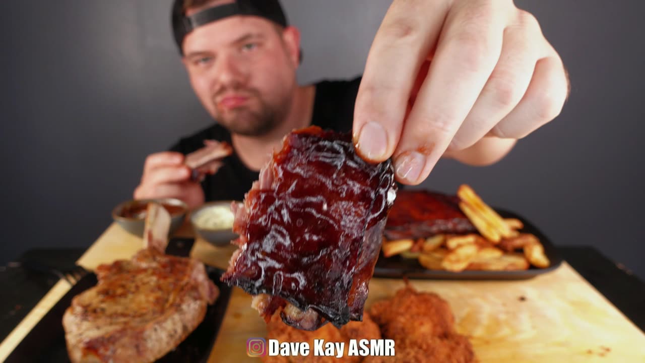 ASMR Veal Steak, Ribs & Fries Mukbang