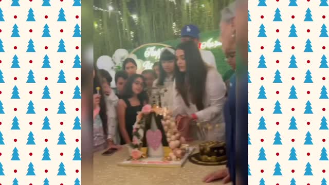 Aishwarya rai with Aaradhya bachchan celebrating her father’s birthday