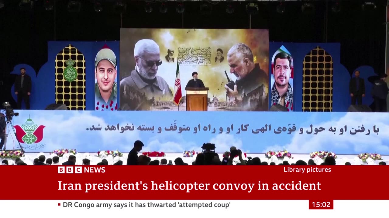 Helicopter in Iranian president's convoy crashes, state media says | BBC News