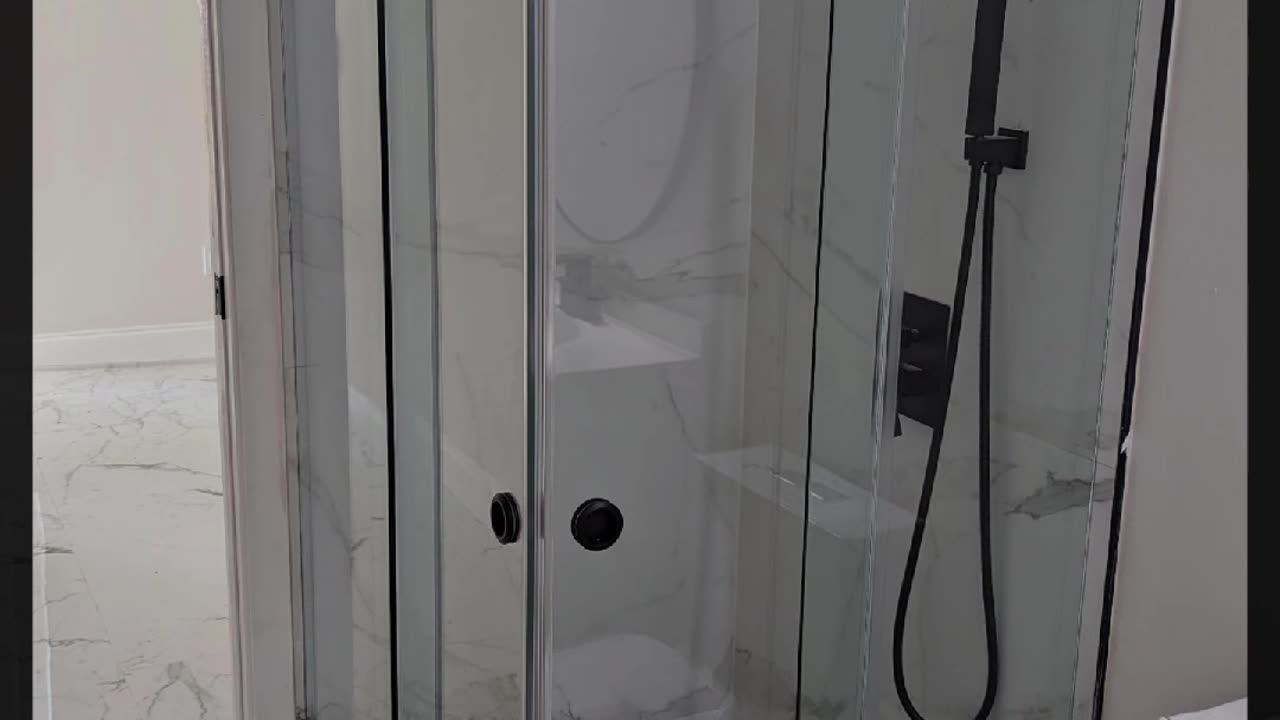 Shower Glass Sliding Door 90° Matte Black