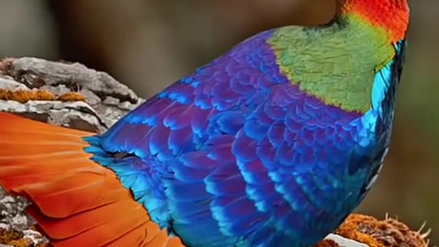 The plumage is very brilliant brown tail tragopan male exploration of nature