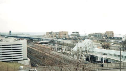 timelapse of the demolition of Cleveland Municipal Stadium from 1996-97