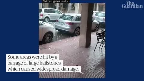 North-eastern Spain hit by barrage of large hailstones