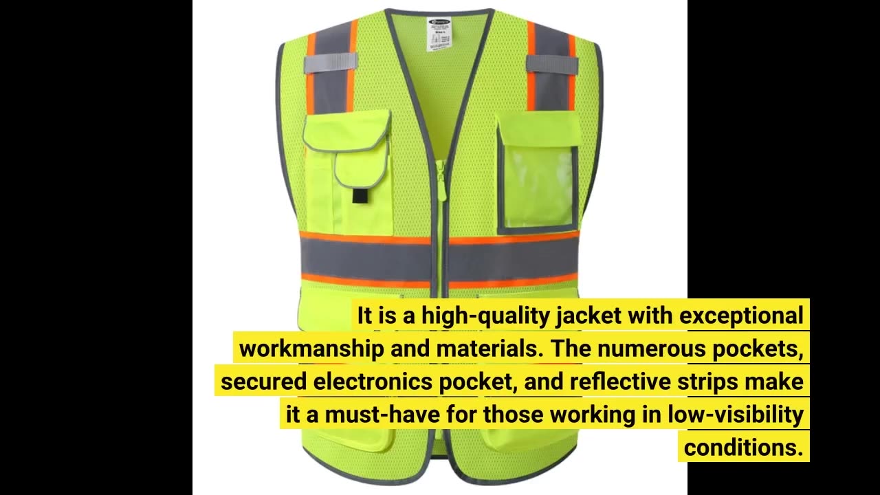 JK#Safety 10 Pockets Hi-Vis Waterproof 3M Reflective Winter-Overview