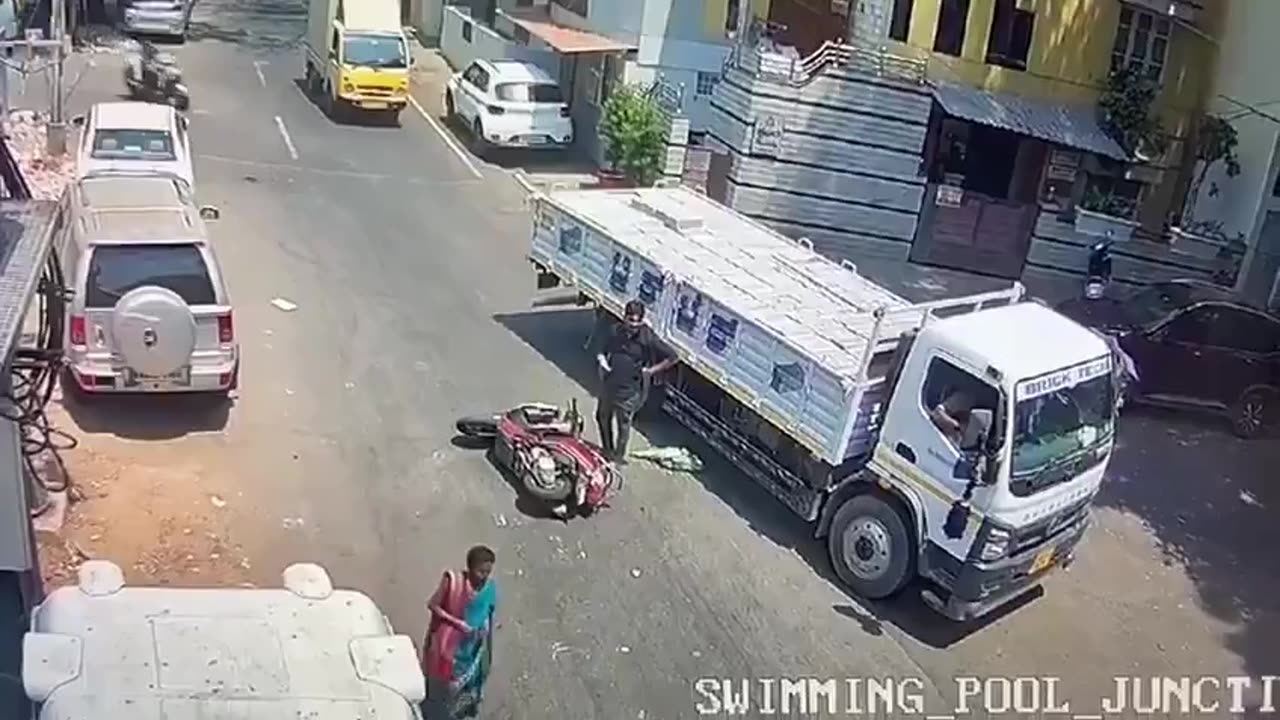 Bull Rams a Man Riding Motorbike