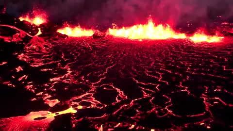 Iceland volcano stages fiery show