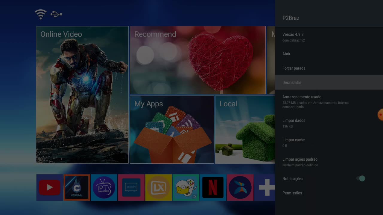Desinstalando aplicativos no TVBOX