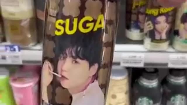 Making custom BTS coffee at the convenience store in Korea