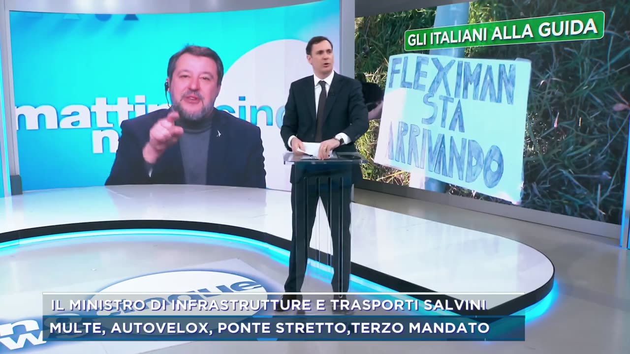 🔴 Ministro Matteo Salvini a Mattino Cinque del 21/02/2024.