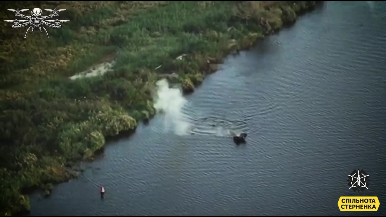 Ukrainian Drone Engaging a Russian Boat in the Dnipro