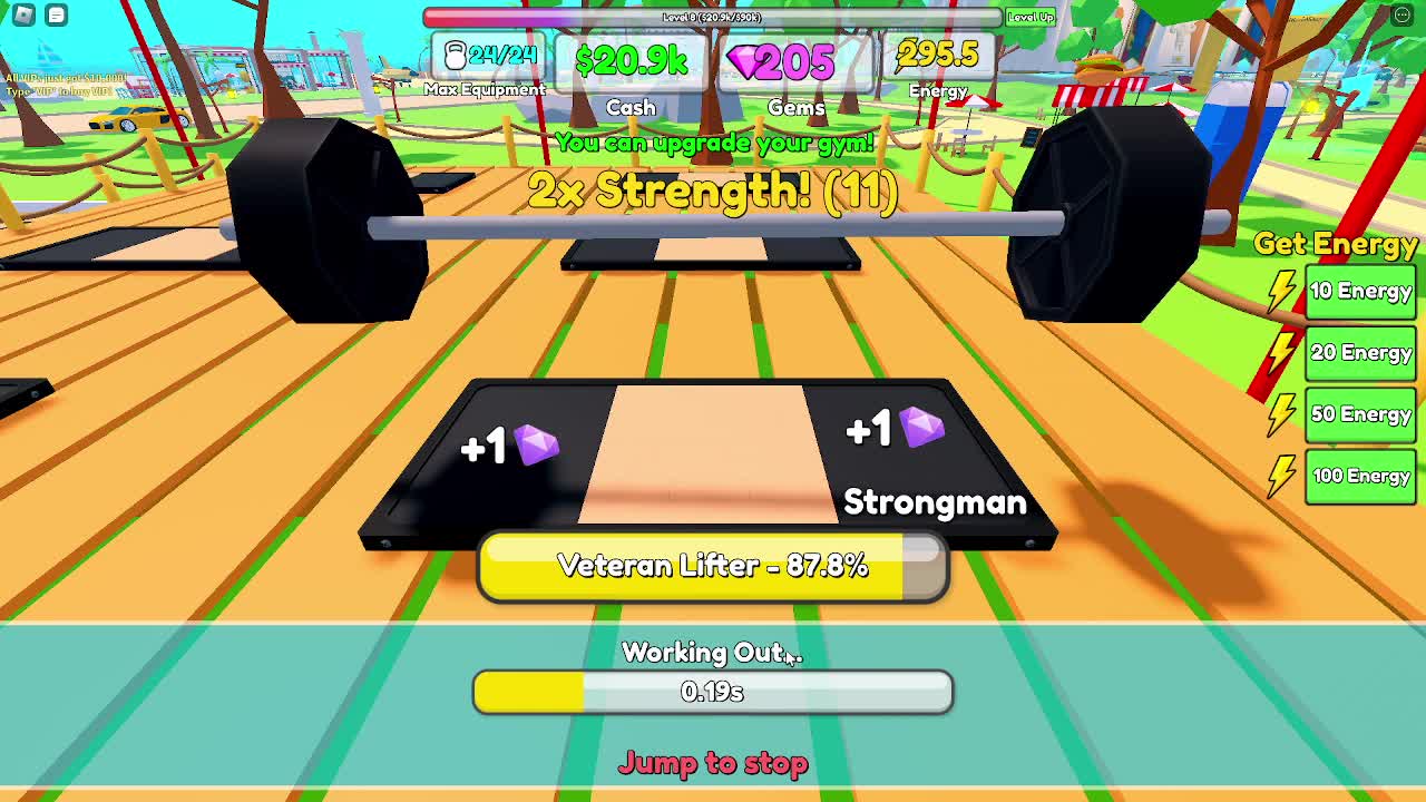 I played Gym Tycoon on Roblox and got to level 9!